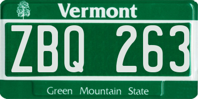 VT license plate ZBQ263