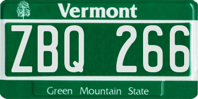VT license plate ZBQ266