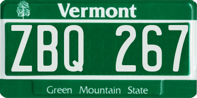 VT license plate ZBQ267
