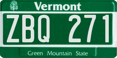 VT license plate ZBQ271