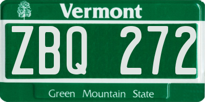 VT license plate ZBQ272