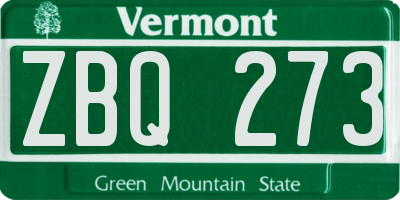 VT license plate ZBQ273