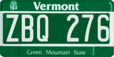 VT license plate ZBQ276