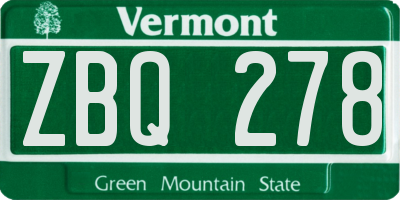VT license plate ZBQ278