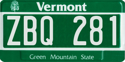 VT license plate ZBQ281