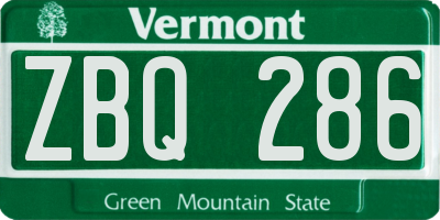 VT license plate ZBQ286