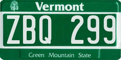 VT license plate ZBQ299