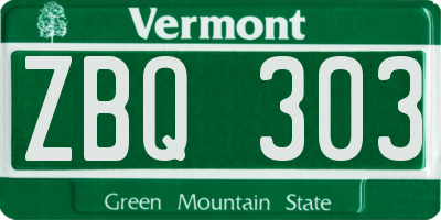 VT license plate ZBQ303