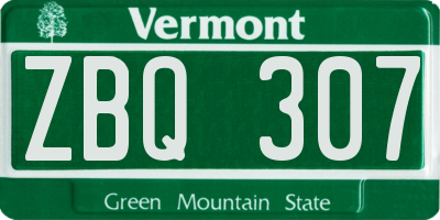 VT license plate ZBQ307