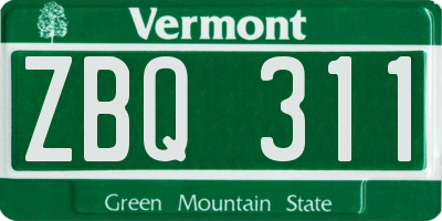 VT license plate ZBQ311
