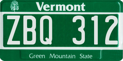 VT license plate ZBQ312