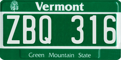 VT license plate ZBQ316