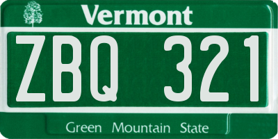 VT license plate ZBQ321