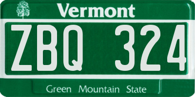 VT license plate ZBQ324