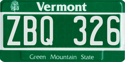 VT license plate ZBQ326