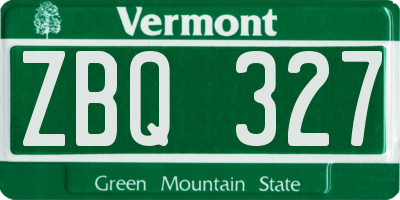 VT license plate ZBQ327