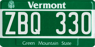VT license plate ZBQ330