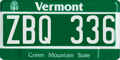 VT license plate ZBQ336
