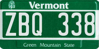 VT license plate ZBQ338