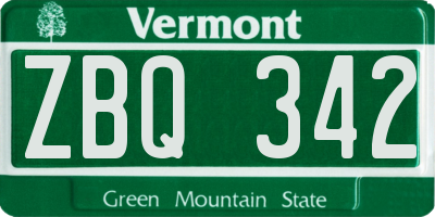 VT license plate ZBQ342