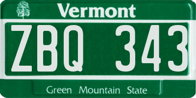 VT license plate ZBQ343