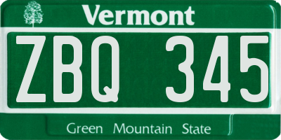 VT license plate ZBQ345