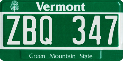 VT license plate ZBQ347