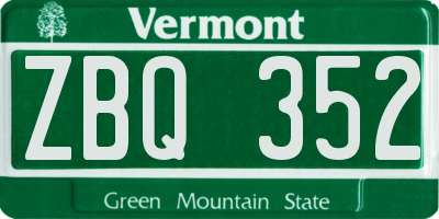 VT license plate ZBQ352