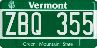 VT license plate ZBQ355