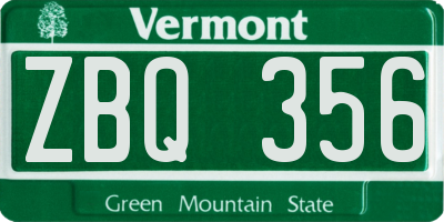 VT license plate ZBQ356