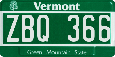 VT license plate ZBQ366