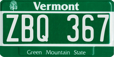 VT license plate ZBQ367