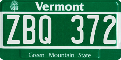 VT license plate ZBQ372