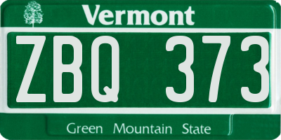 VT license plate ZBQ373