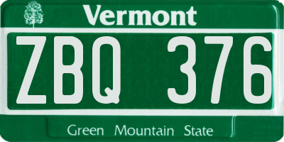 VT license plate ZBQ376