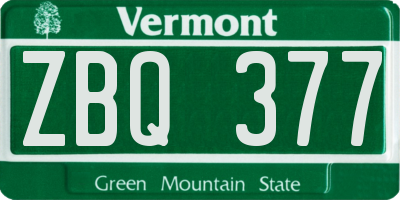 VT license plate ZBQ377