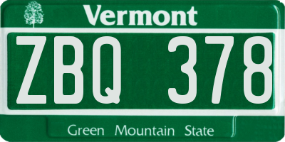 VT license plate ZBQ378