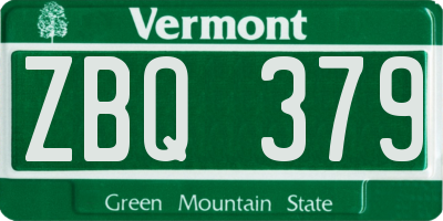 VT license plate ZBQ379