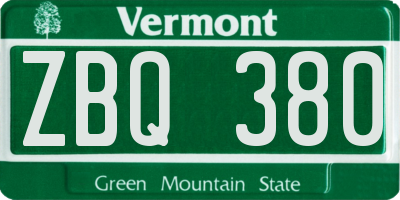 VT license plate ZBQ380