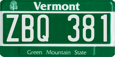 VT license plate ZBQ381