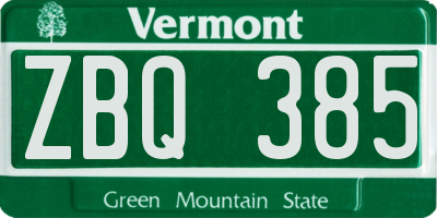 VT license plate ZBQ385
