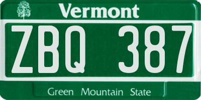 VT license plate ZBQ387