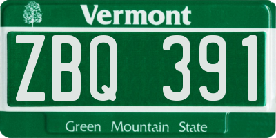 VT license plate ZBQ391