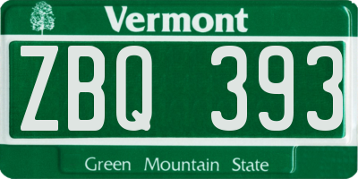 VT license plate ZBQ393