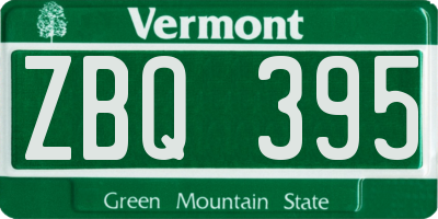 VT license plate ZBQ395