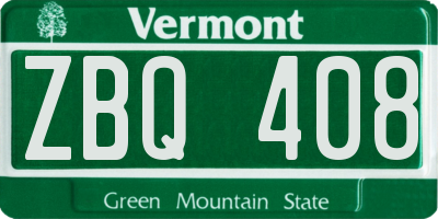 VT license plate ZBQ408