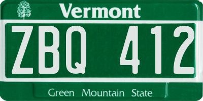 VT license plate ZBQ412