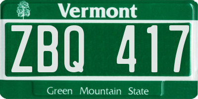 VT license plate ZBQ417