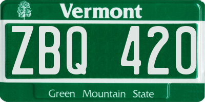 VT license plate ZBQ420