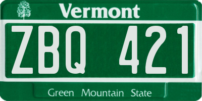 VT license plate ZBQ421